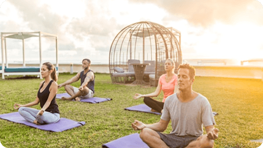 Women practising yoga in the tradition of Bharat